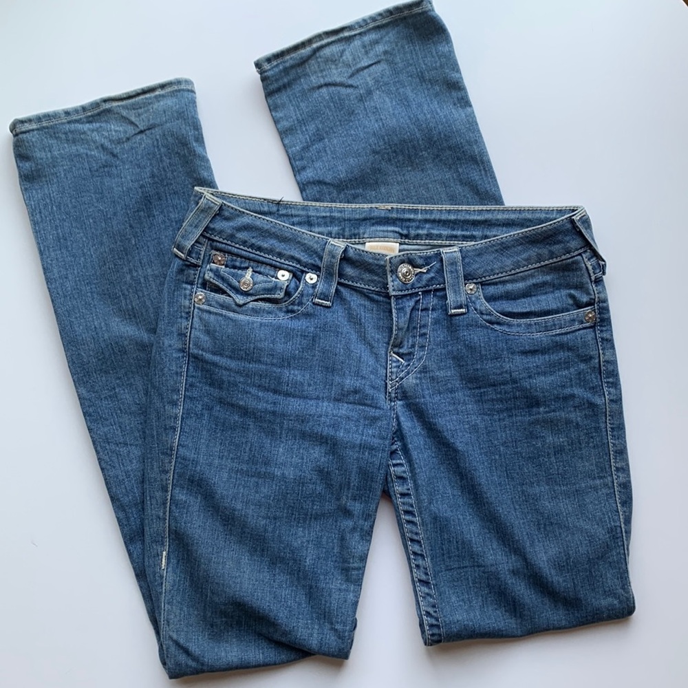 True Religion 5-pocket straight leg jeans embroidered pockets 29